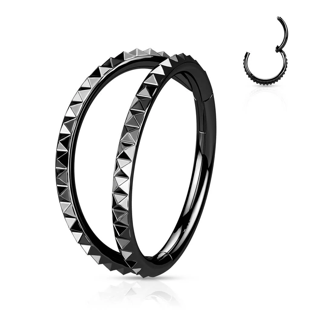 Ring Double Line Pyramid Cut Clicker - Image 4