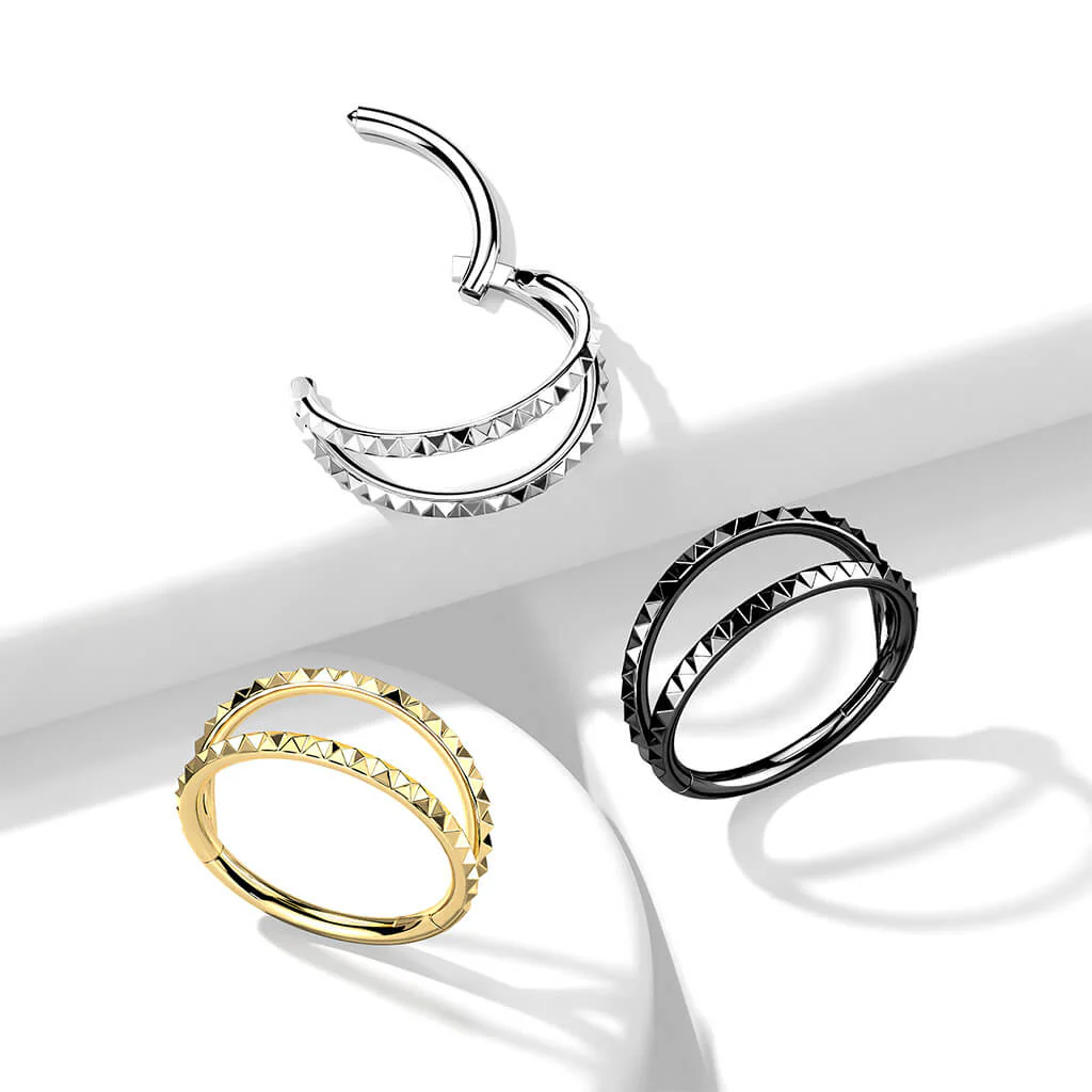 Ring Double Line Pyramid Cut Clicker - Image 5