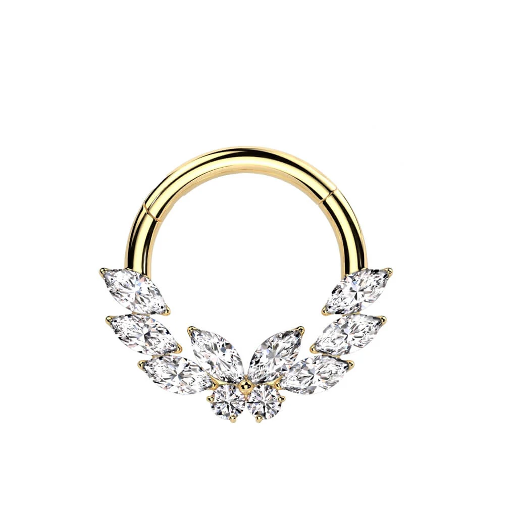 Ring Butterfly Leaf Zirconia Clicker - Image 3