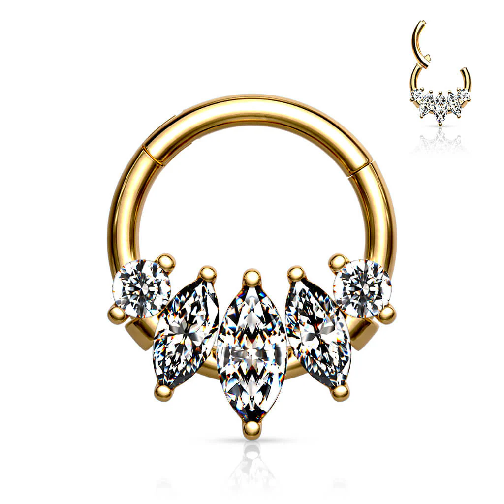 Ring Marquise Cut 5 Zirconia Clicker - Image 6