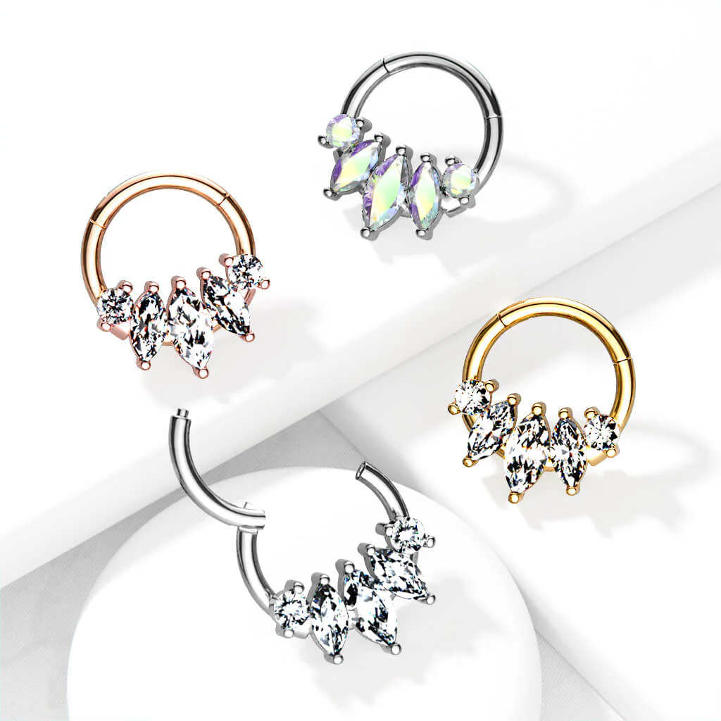 Ring Marquise Cut 5 Zirconia Clicker - Image 7