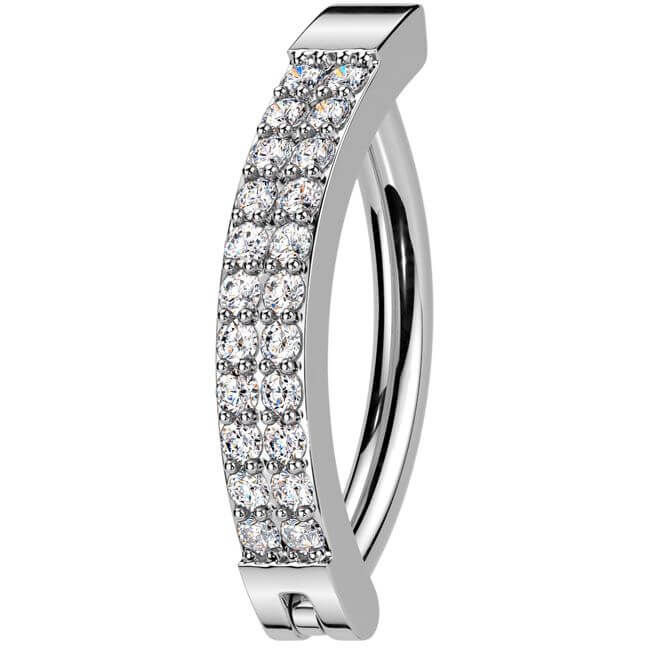 Belly Button Piercing double line pave zirconia Segment