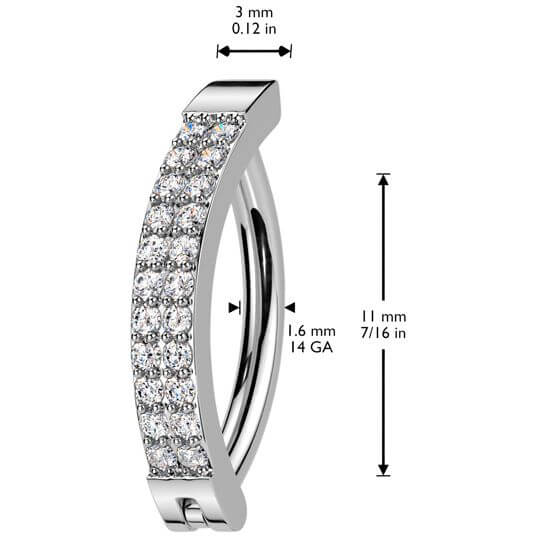 Belly Button Piercing double line pave zirconia Segment - Image 2