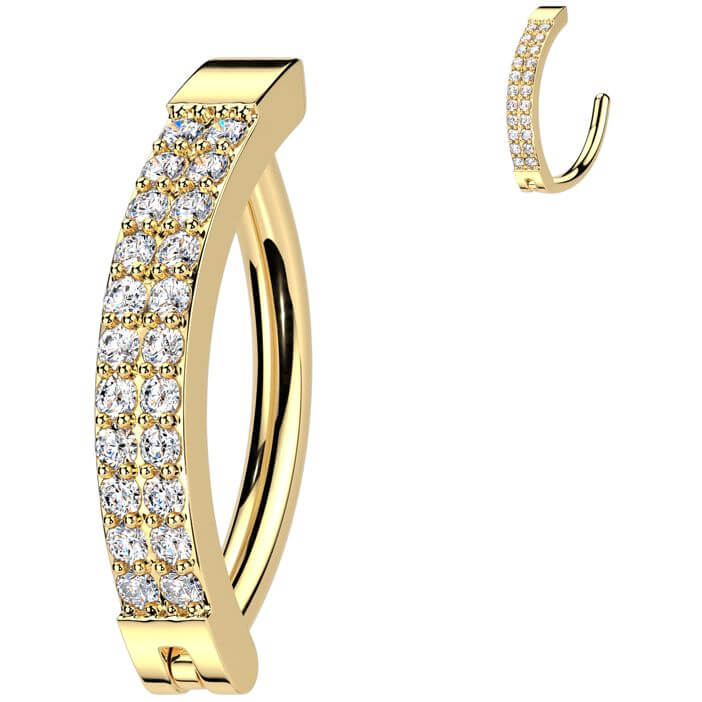 Belly Button Piercing double line pave zirconia Segment - Image 3