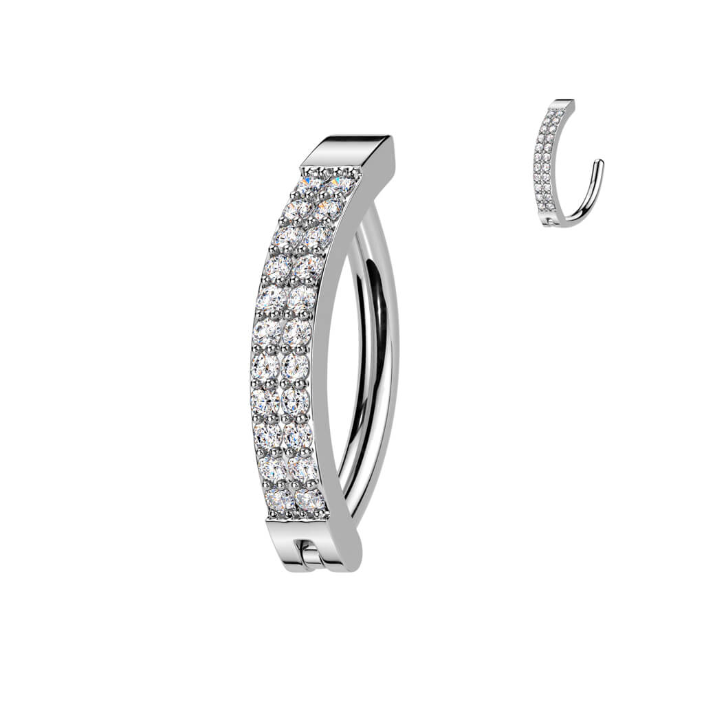 Belly Button Piercing double line pave zirconia Segment - Image 4
