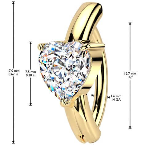 Belly Button Piercing heart zirconia Segment - Image 2
