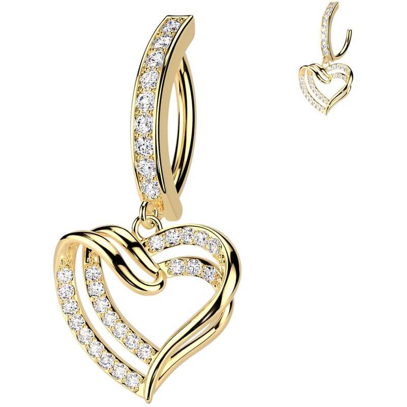 Belly Button Piercing heart dangle zirconia Segment - Image 3