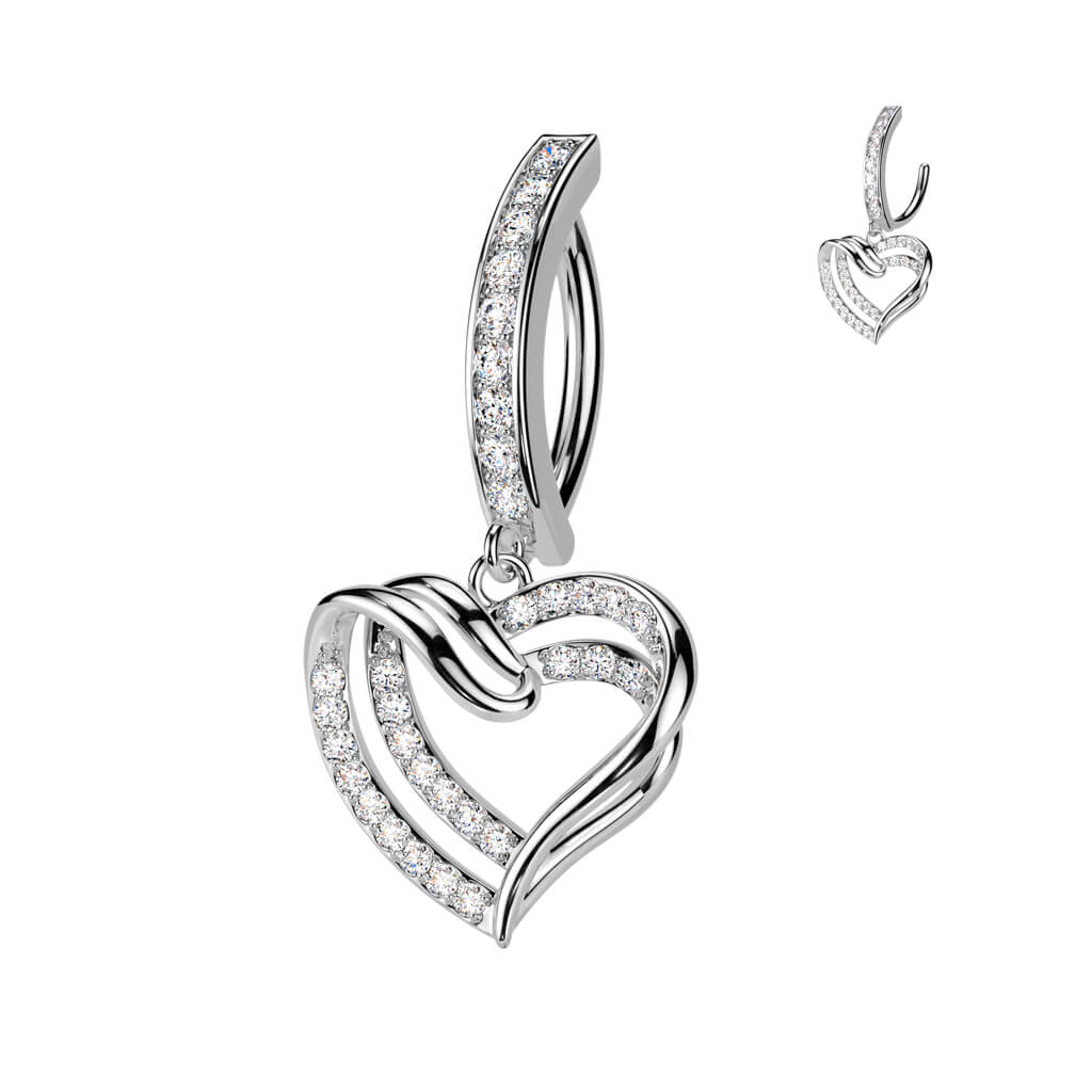 Belly Button Piercing heart dangle zirconia Segment - Image 4
