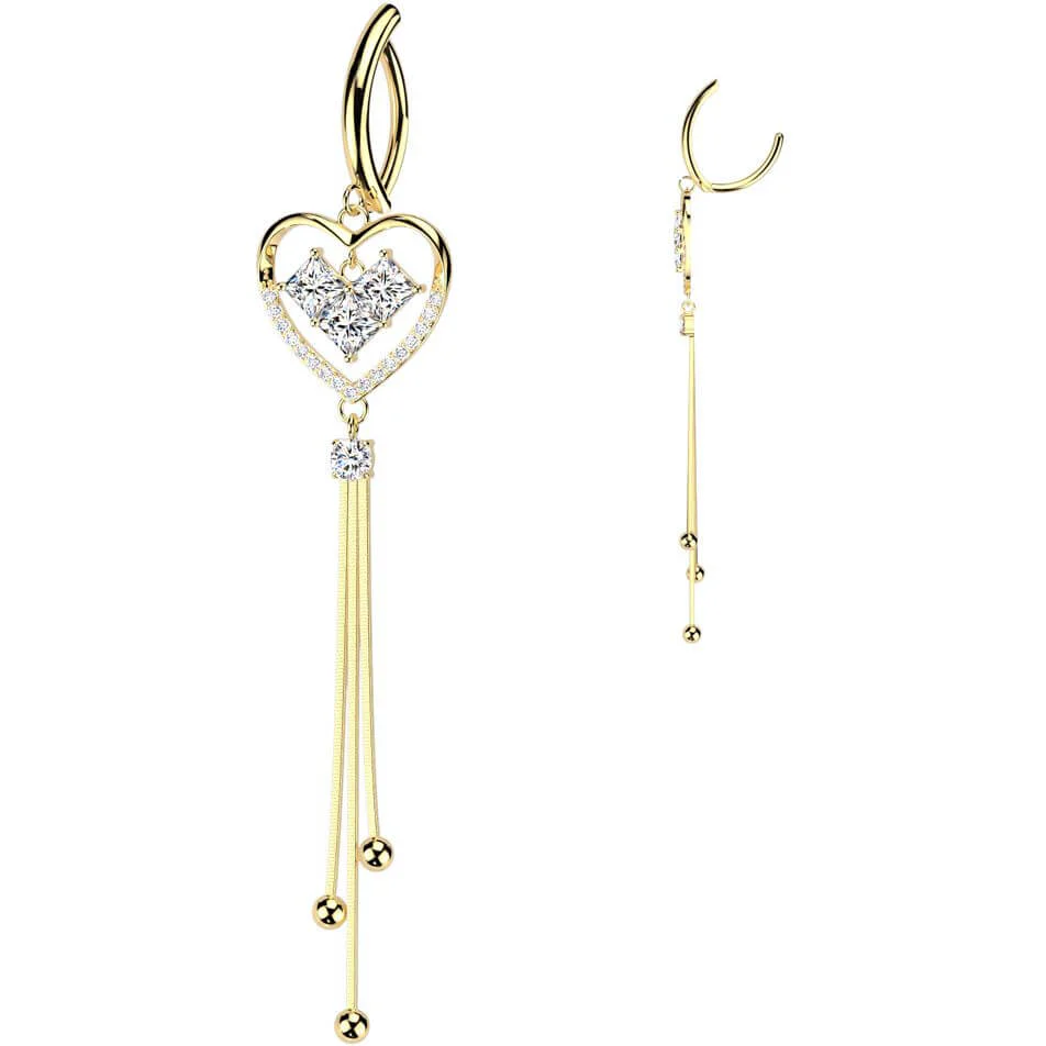 Belly Button Piercing heart dangle zirconia Clicker - Image 3