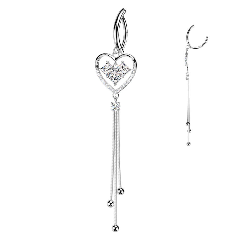 Belly Button Piercing heart dangle zirconia Clicker - Image 4