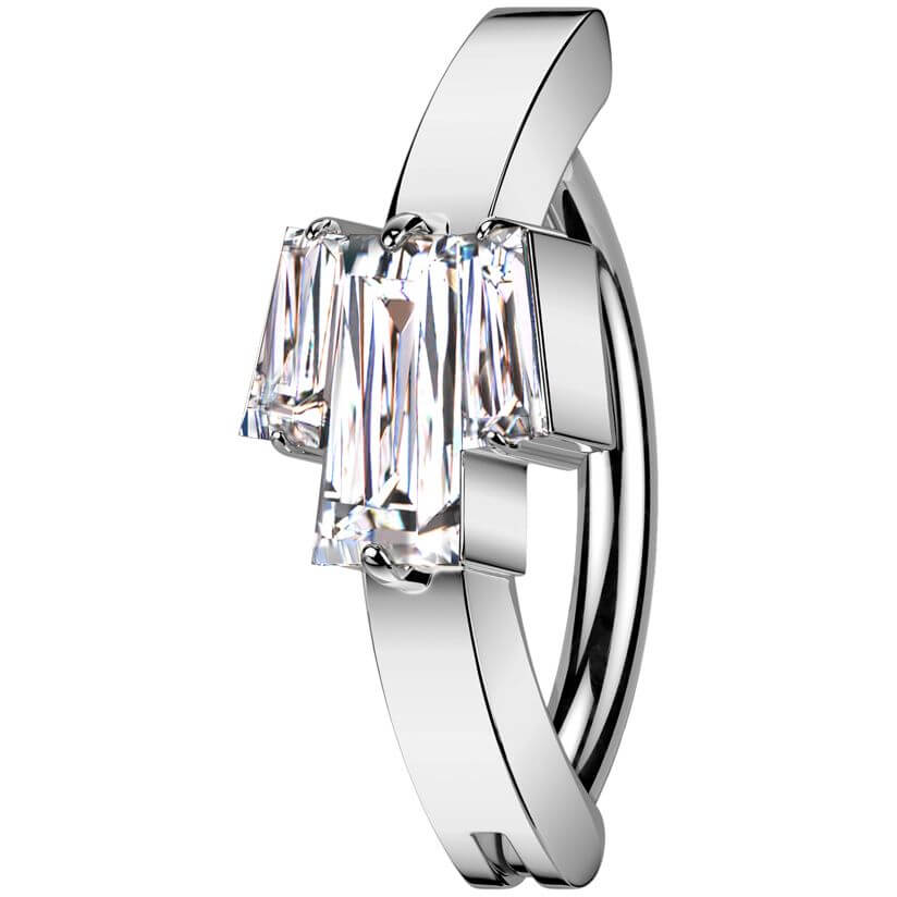 Belly Button Piercing zirconia baguette cut
