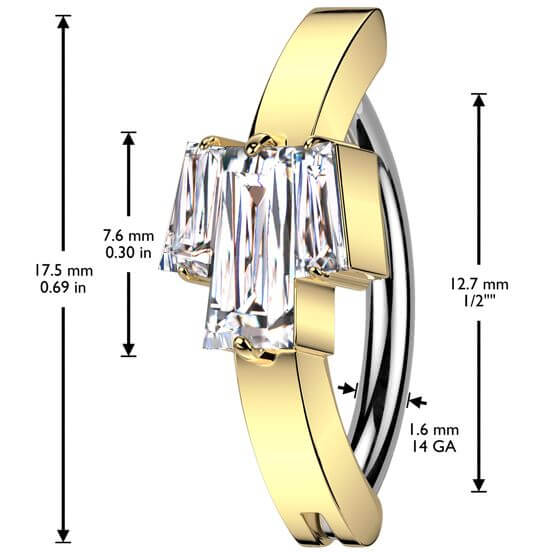 Belly Button Piercing zirconia baguette cut - Image 2