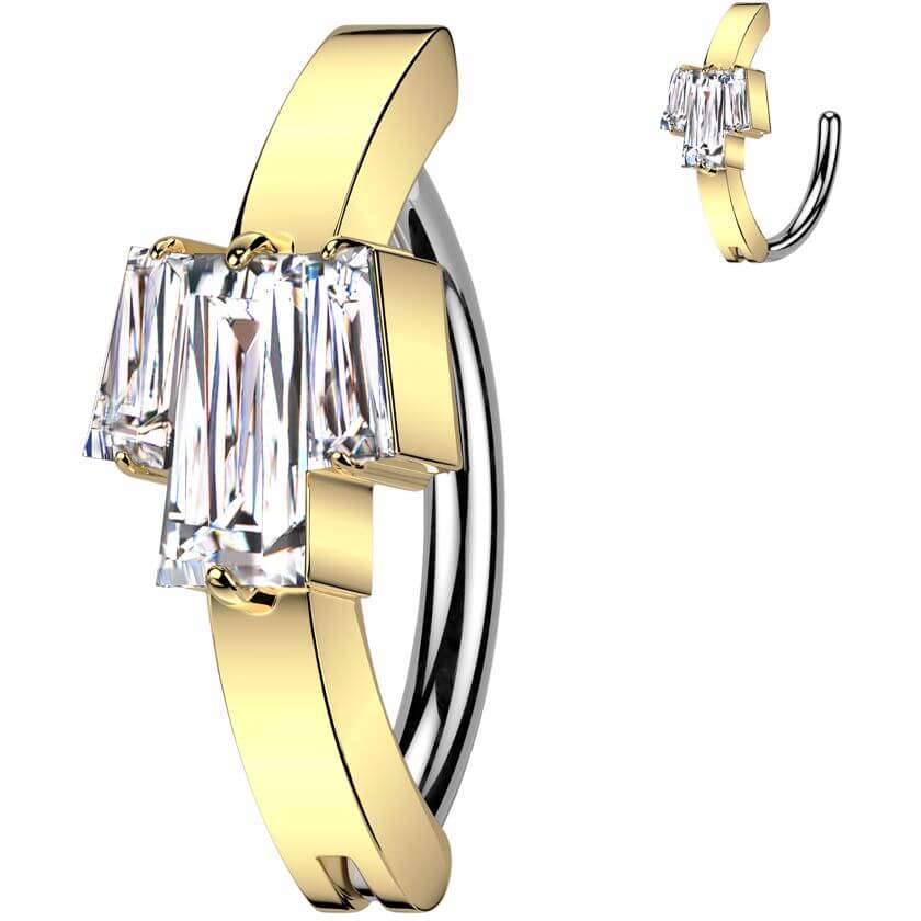 Belly Button Piercing zirconia baguette cut - Image 3