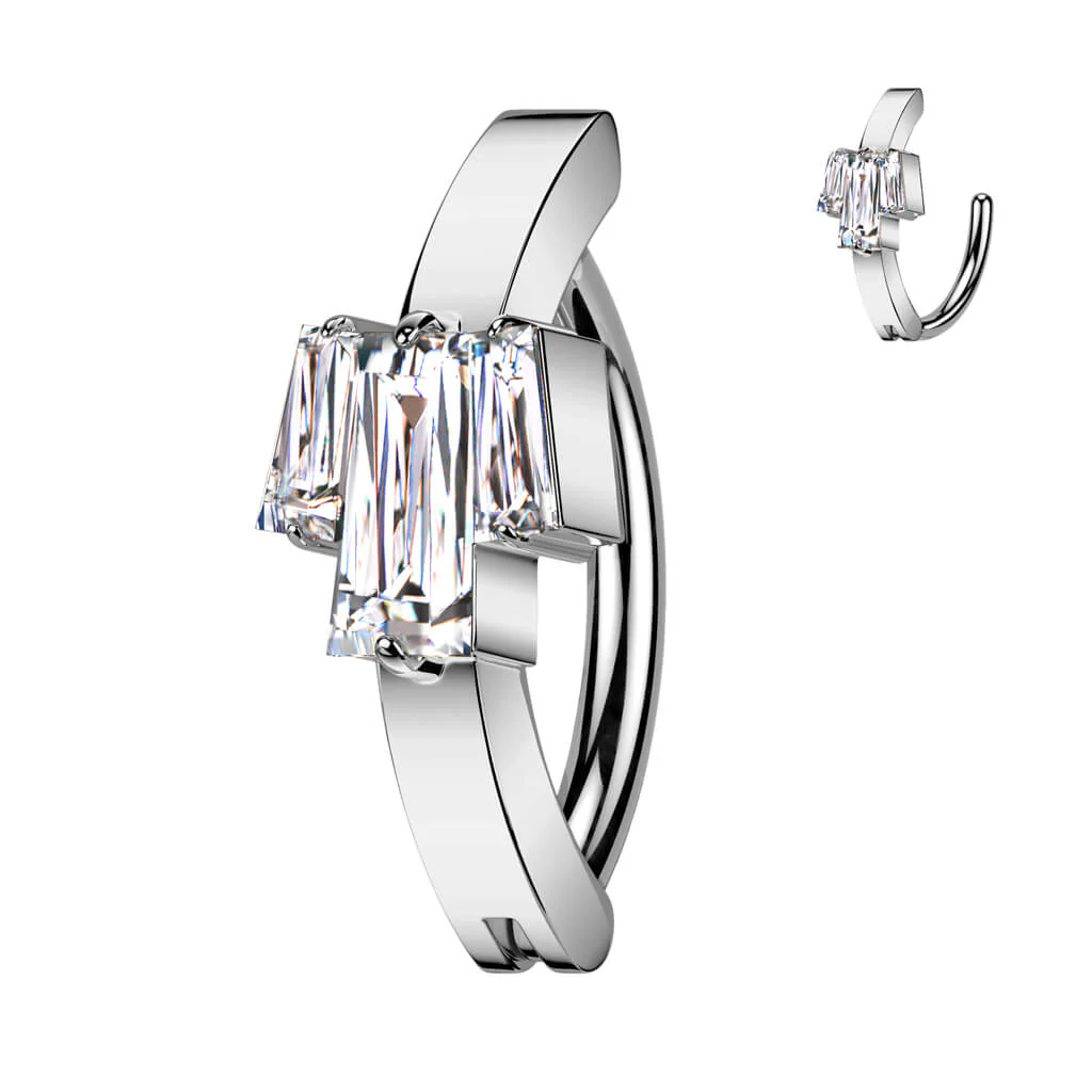 Belly Button Piercing zirconia baguette cut - Image 4