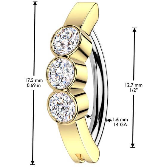 Belly Button Piercing three zirconias bezel setting - Image 2