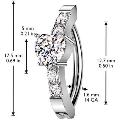 Belly Button Piercing heart zirconia - Image 2