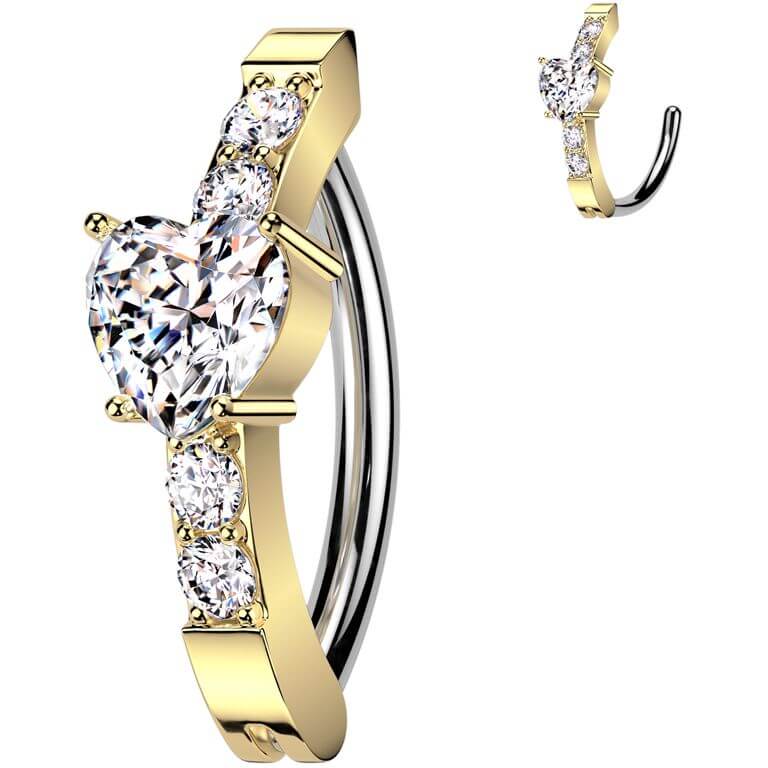 Belly Button Piercing heart zirconia - Image 3