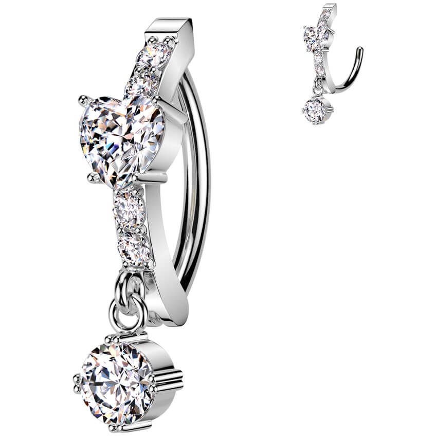 Belly Button Piercing heart dangle zirconia - Image 4