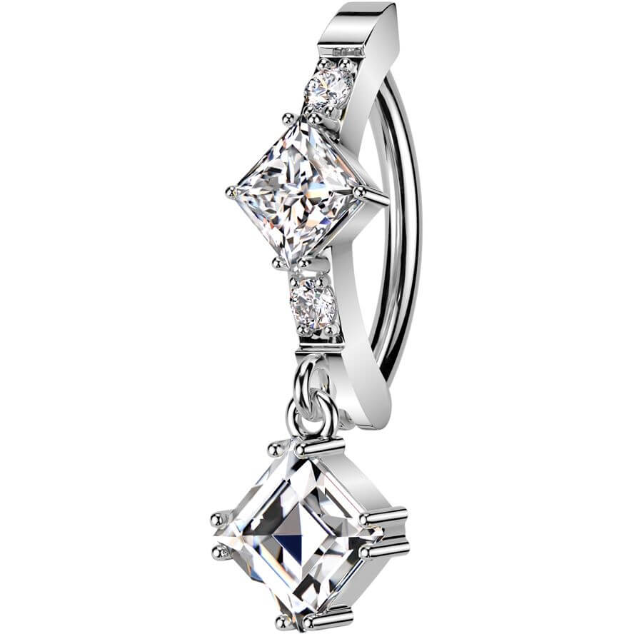 Belly Button Piercing square dangle zirconia