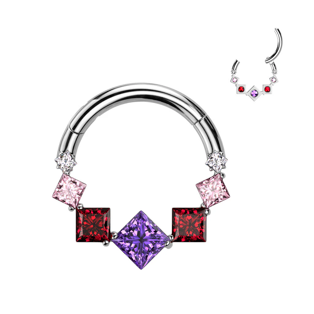 Titanium Ring Square 7 Zirconia Clicker - Image 3