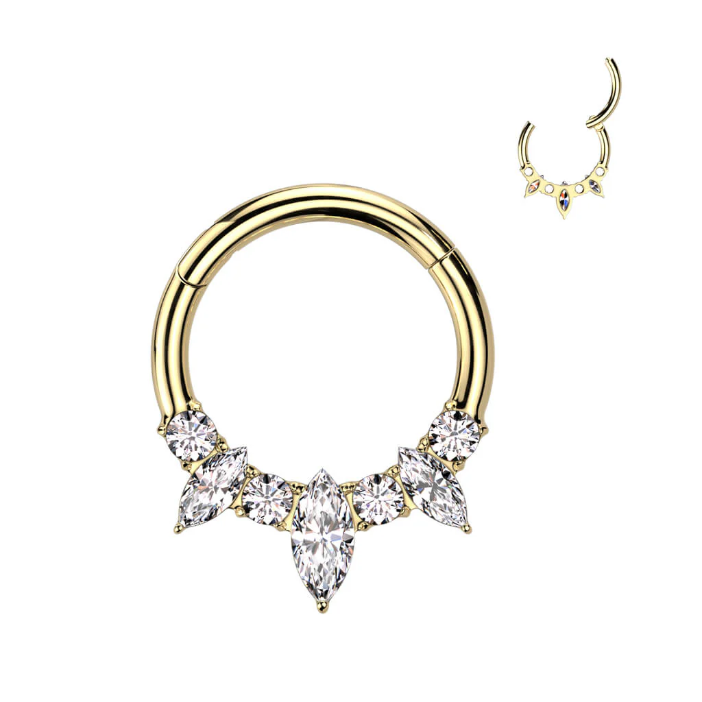 Titanium Ring Marquise Cut 3 Zirconia Clicker - Image 4