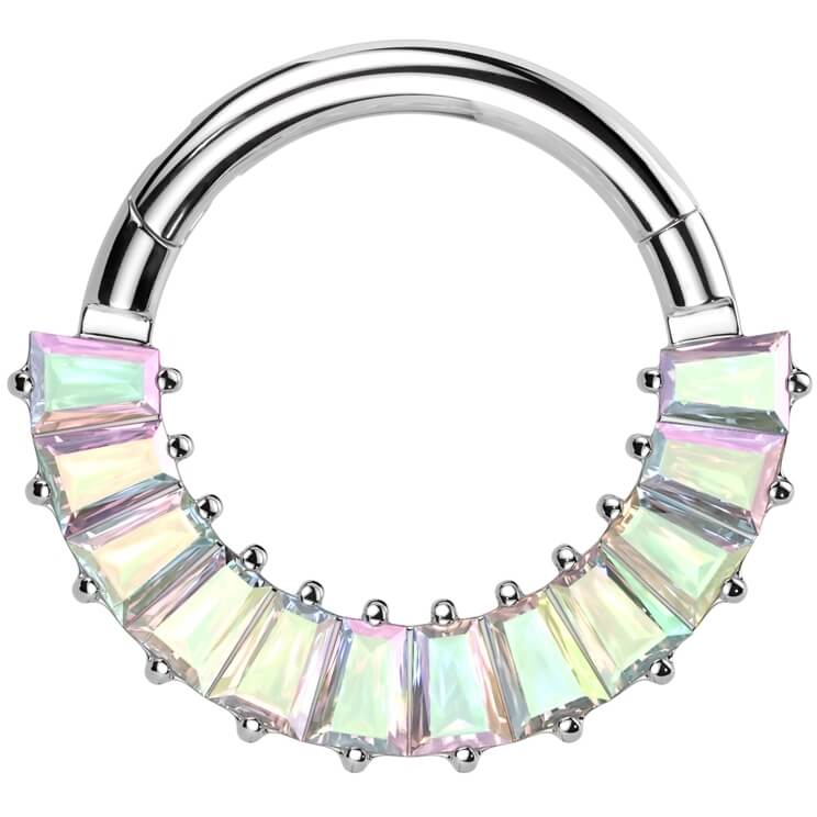 Titanium Ring Baguette pave setting zirconia Clicker - Image 3