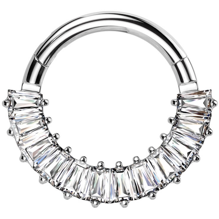 Titanium Ring Baguette pave setting zirconia Clicker - Image 4