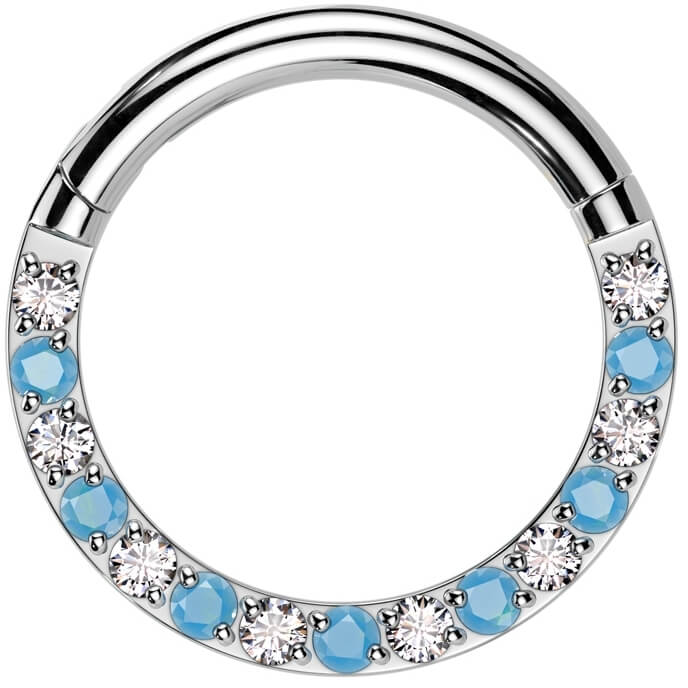Titanium Ring turquoise zirconia Clicker - Image 3