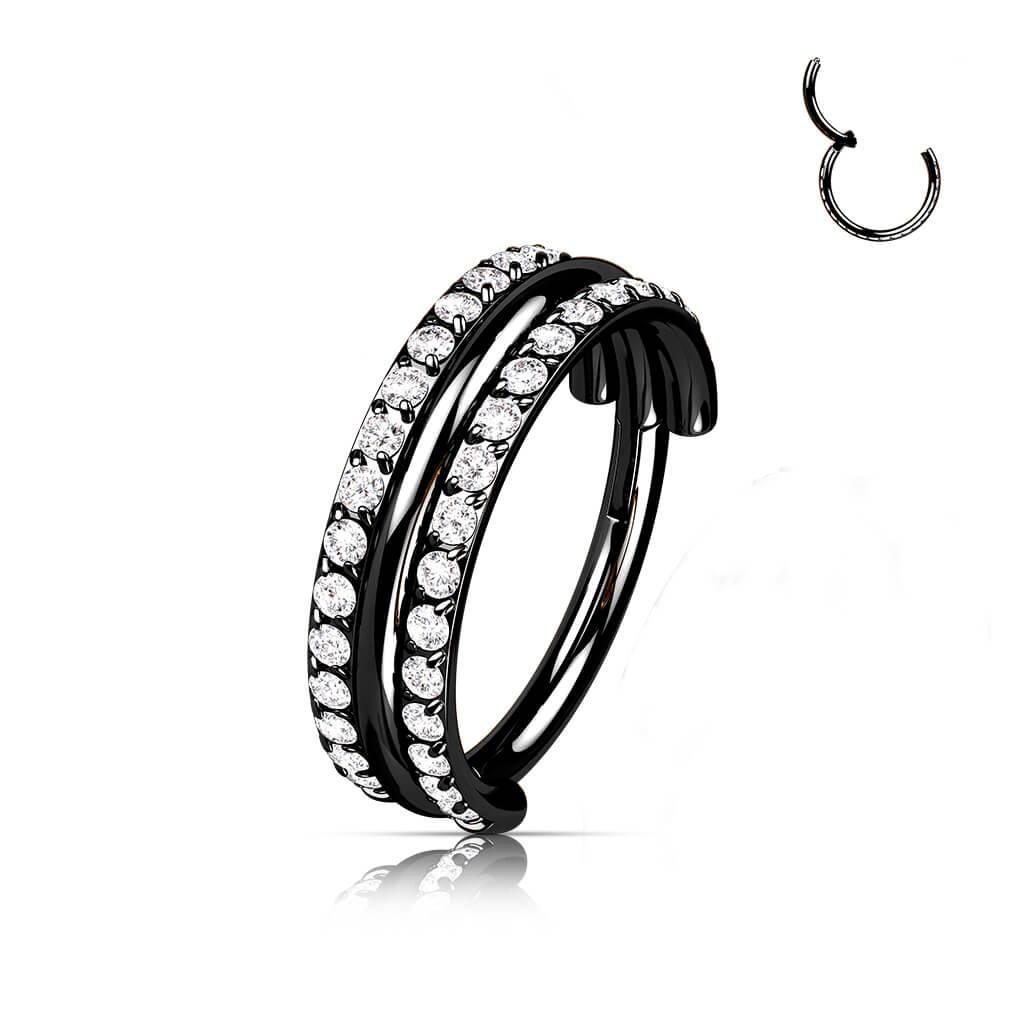 Titanium Ring Double Row Zirconia Clicker - Image 6
