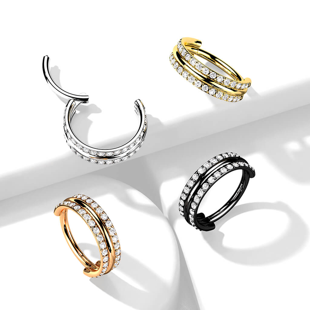 Titanium Ring Double Row Zirconia Clicker - Image 7