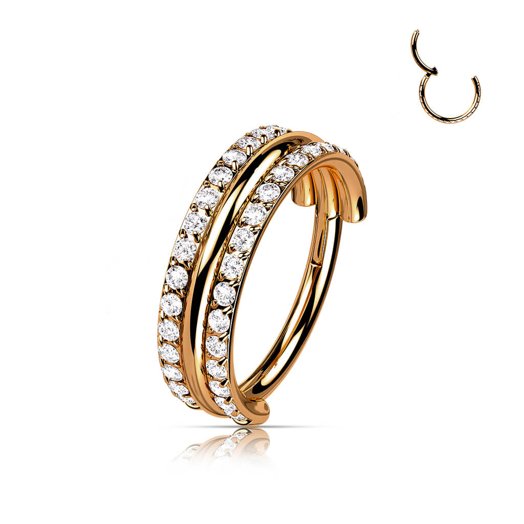 Titanium Ring Double Row Zirconia Clicker - Image 8