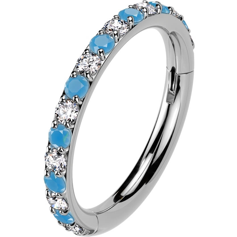 Titanium Ring turquoise zirconia Clicker - Image 3