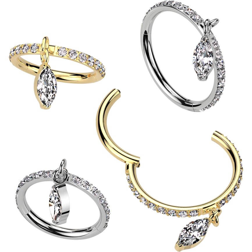 Titanium Ring zirconia marquise cut dangle Segment - Image 3