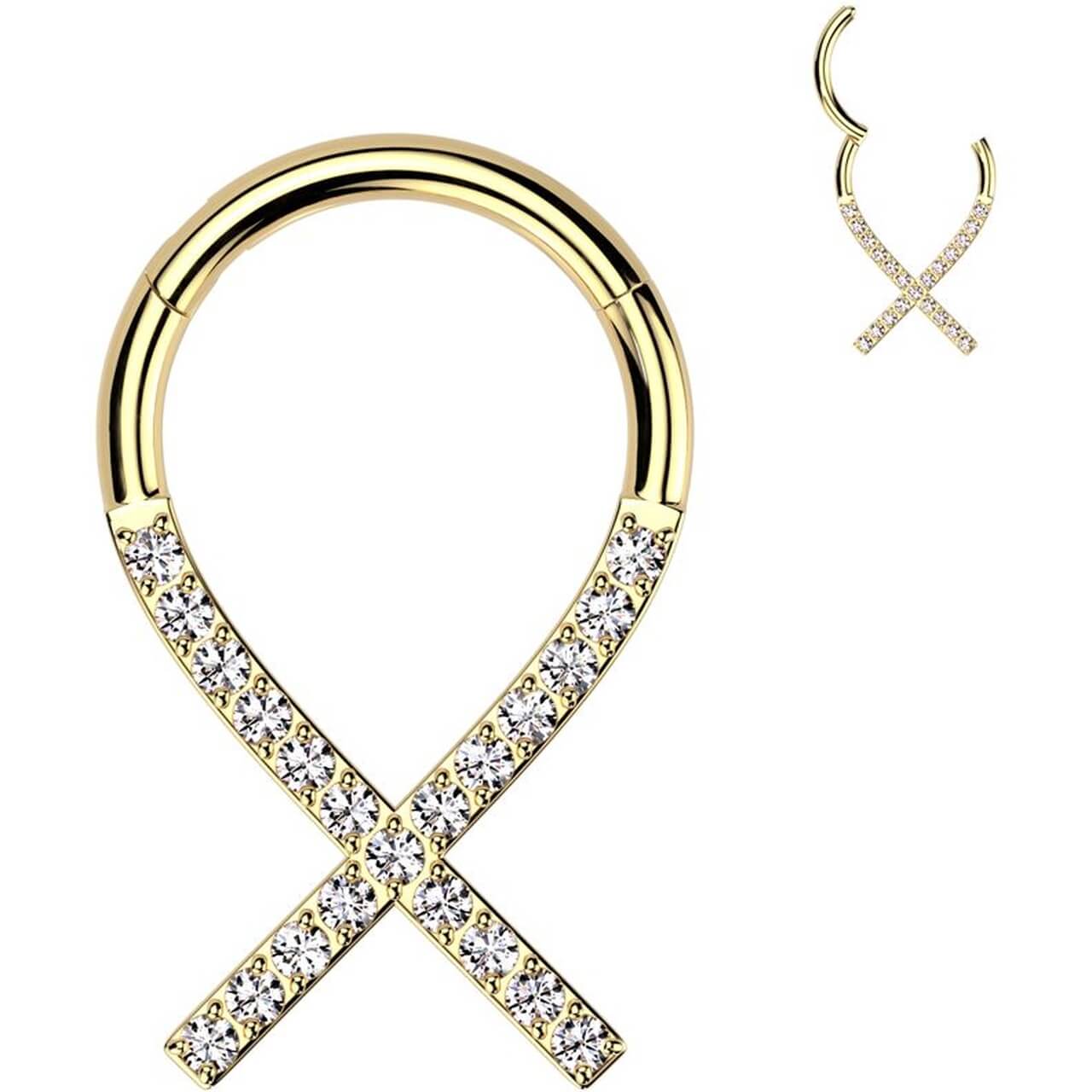 Titanium Ring awareness ribbon zirconia Segment - Image 3