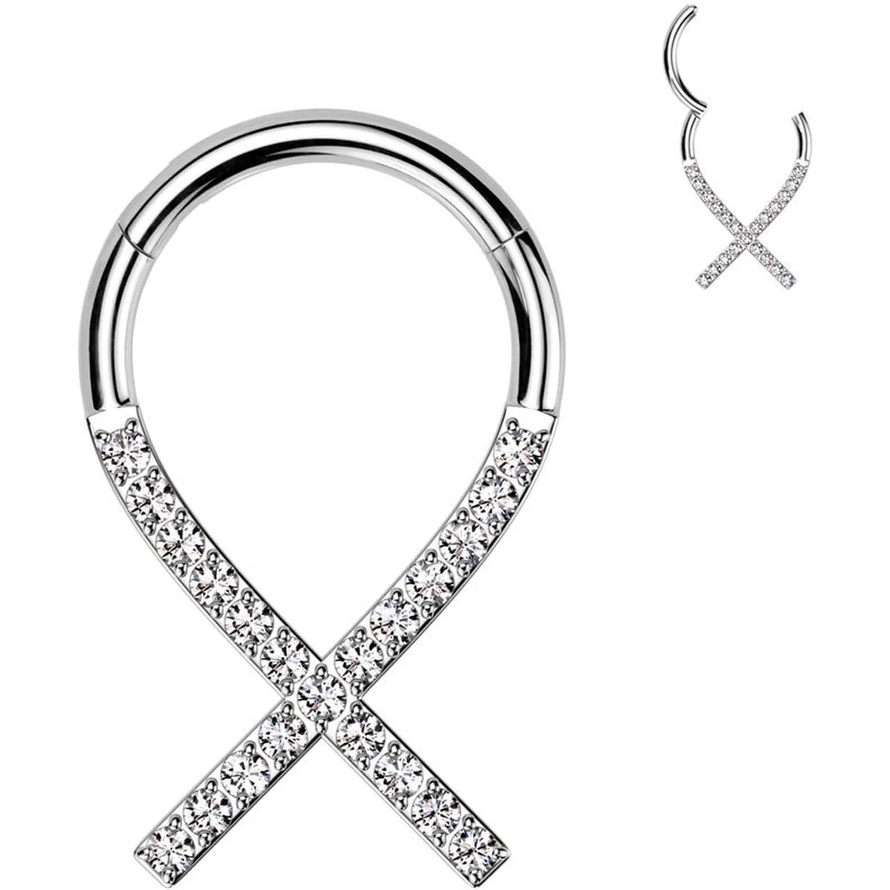 Titanium Ring awareness ribbon zirconia Segment - Image 4