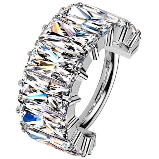 Titanium Ring wide large baguette cut zirconias
