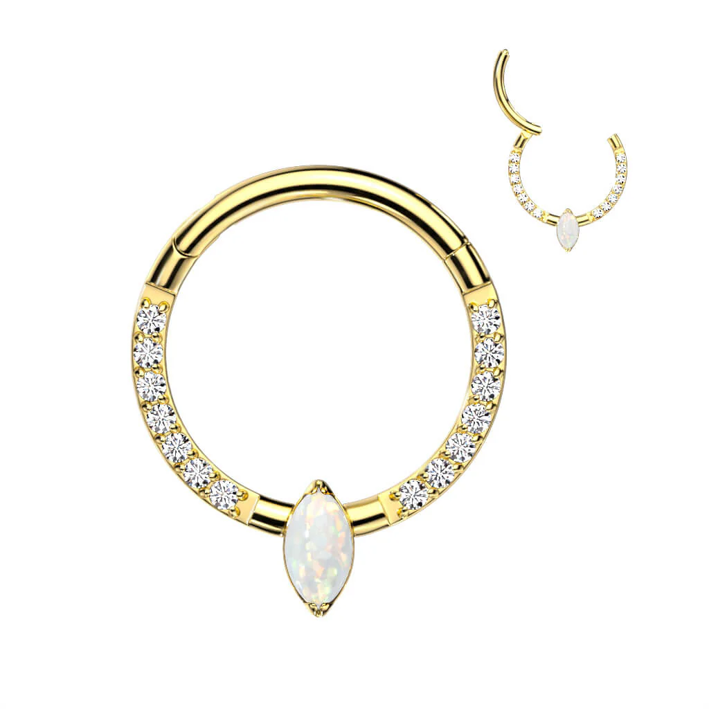 Titanium Ring Zirconia Opal Clicker - Image 2