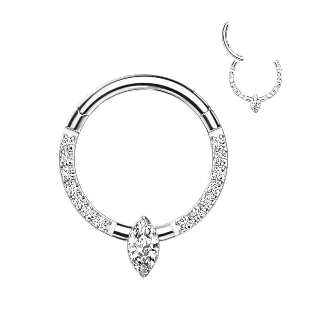 Titanium Ring Zirconia Opal Clicker - Image 6