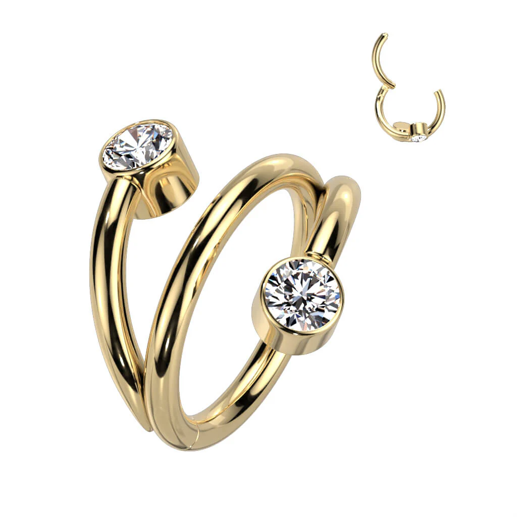 Titanium Ring Double Row Ball Zirconia Clicker - Image 2