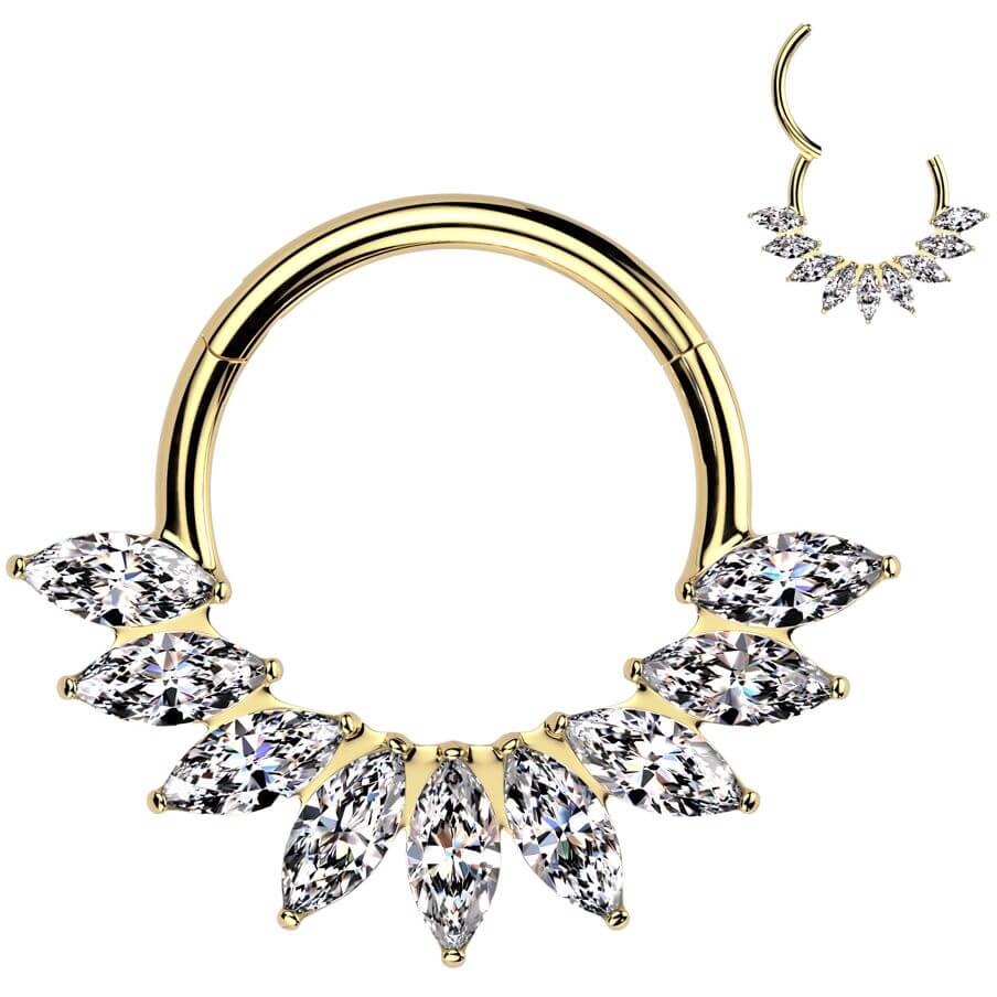 Titanium Ring zirconia marquise cut fan Segment - Image 4