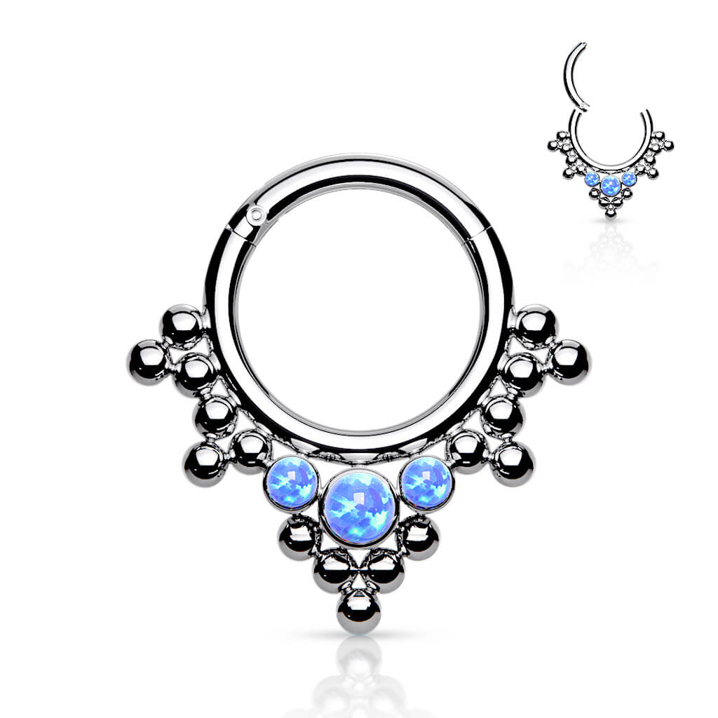Titanium Ring Ball Opal Silver Clicker - Image 2