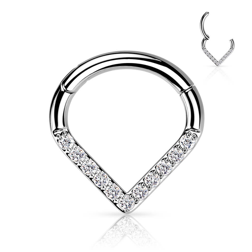 Titanium Ring Chevron Zirconia Clicker - Image 4