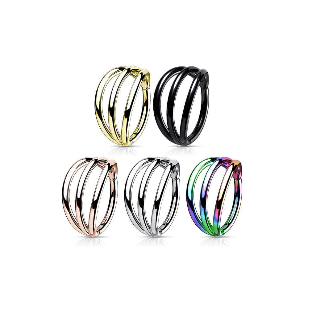 Titanium Ring Three rows Clicker - Image 5