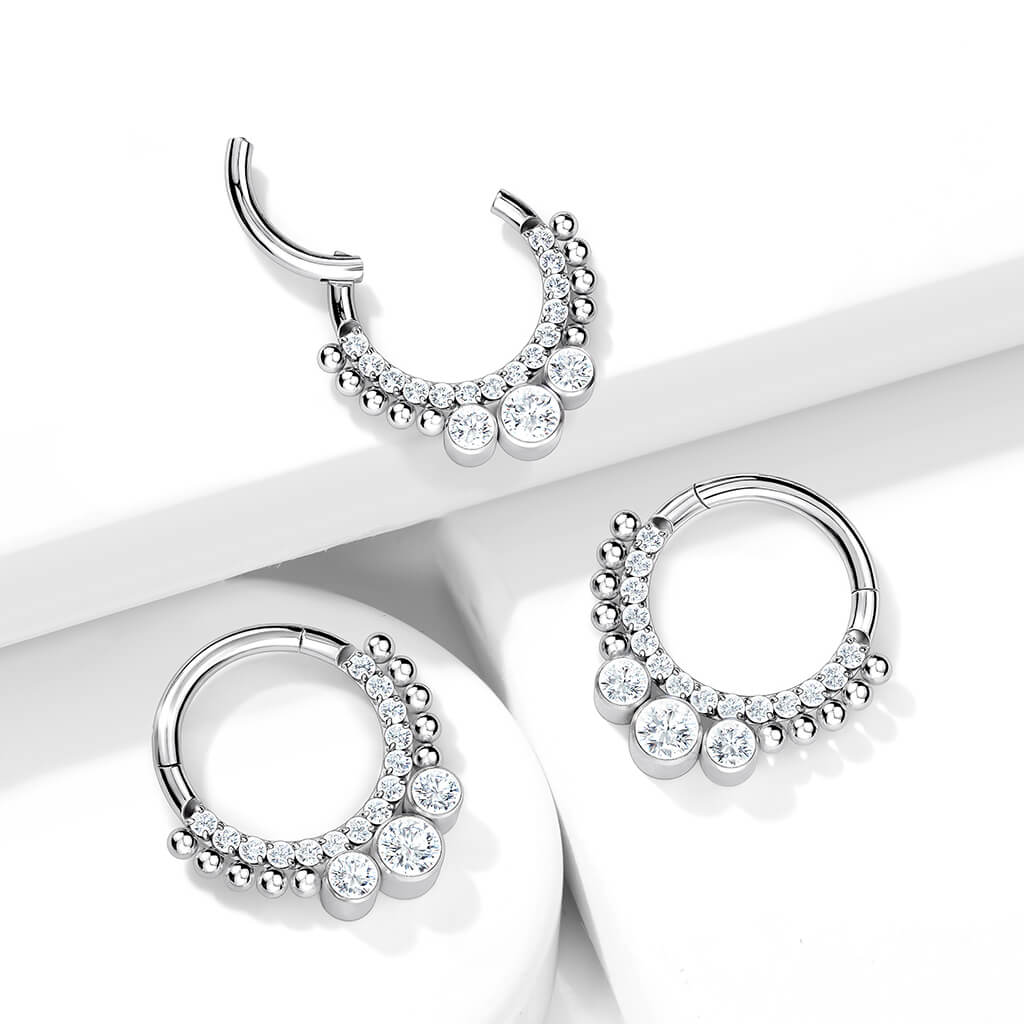 Titanium Ring Zirconia Silver Clicker - Image 4