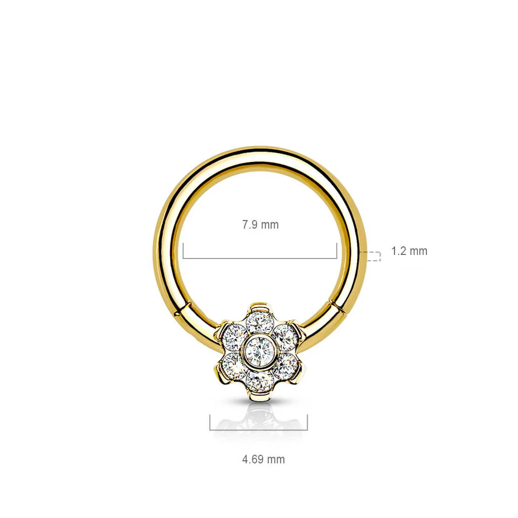 Titanium Ring Flower Zirconia Clicker - Image 3