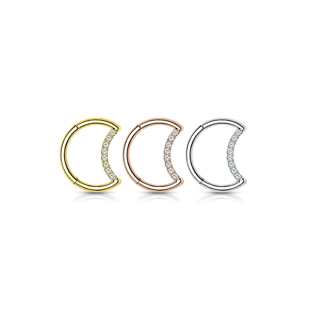 Titanium Ring Moon Zirconia Clicker - Image 5