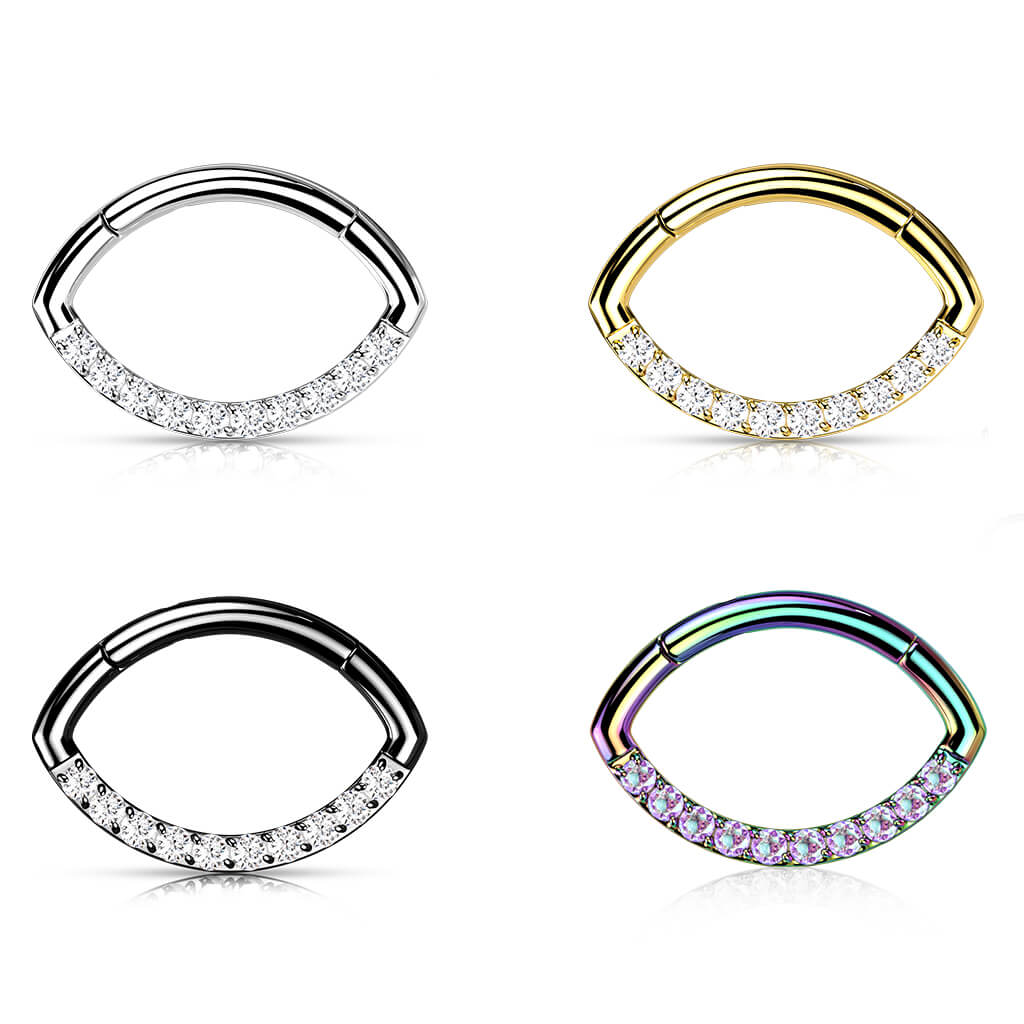 Titanium Ring Oval Zirconia Clicker - Image 5