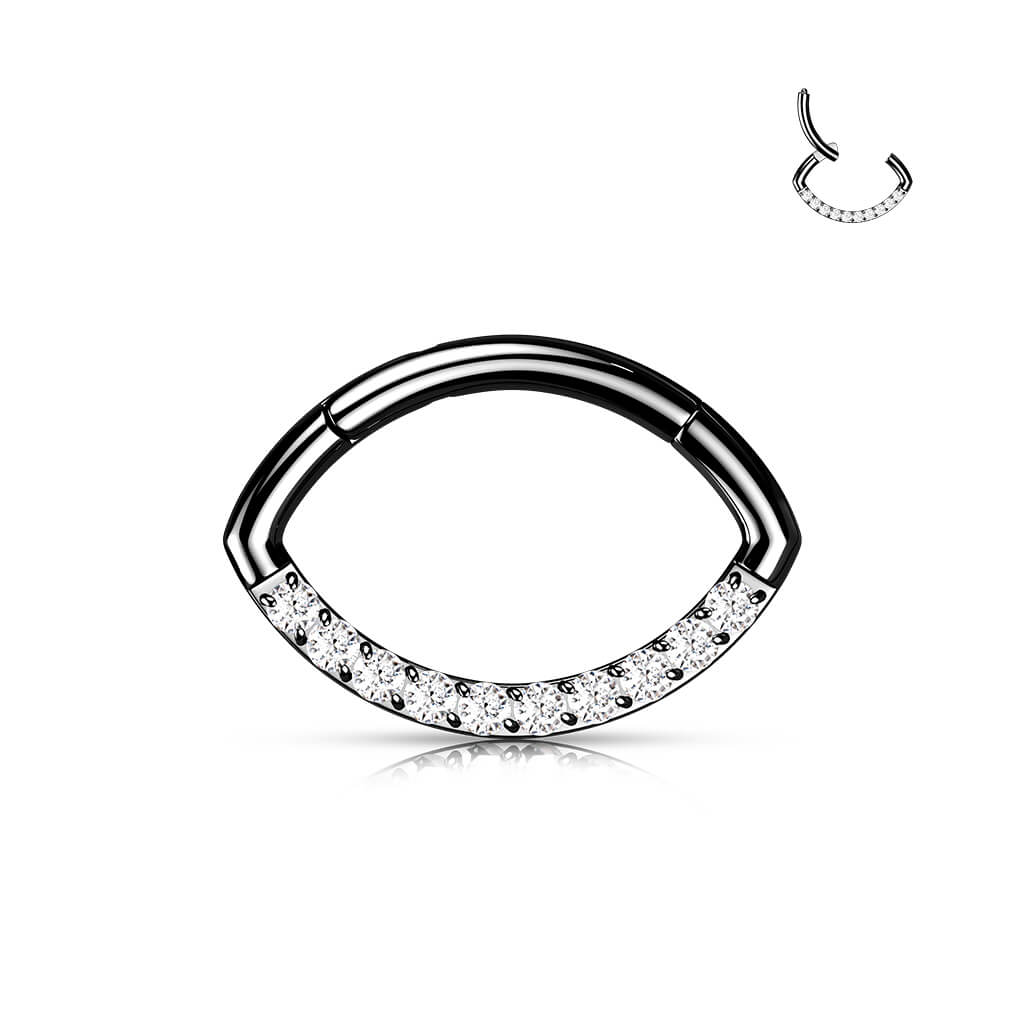Titanium Ring Oval Zirconia Clicker - Image 6