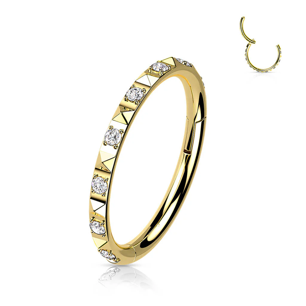 Titanium Ring Pyramid Cut Zirconia Clicker - Image 6