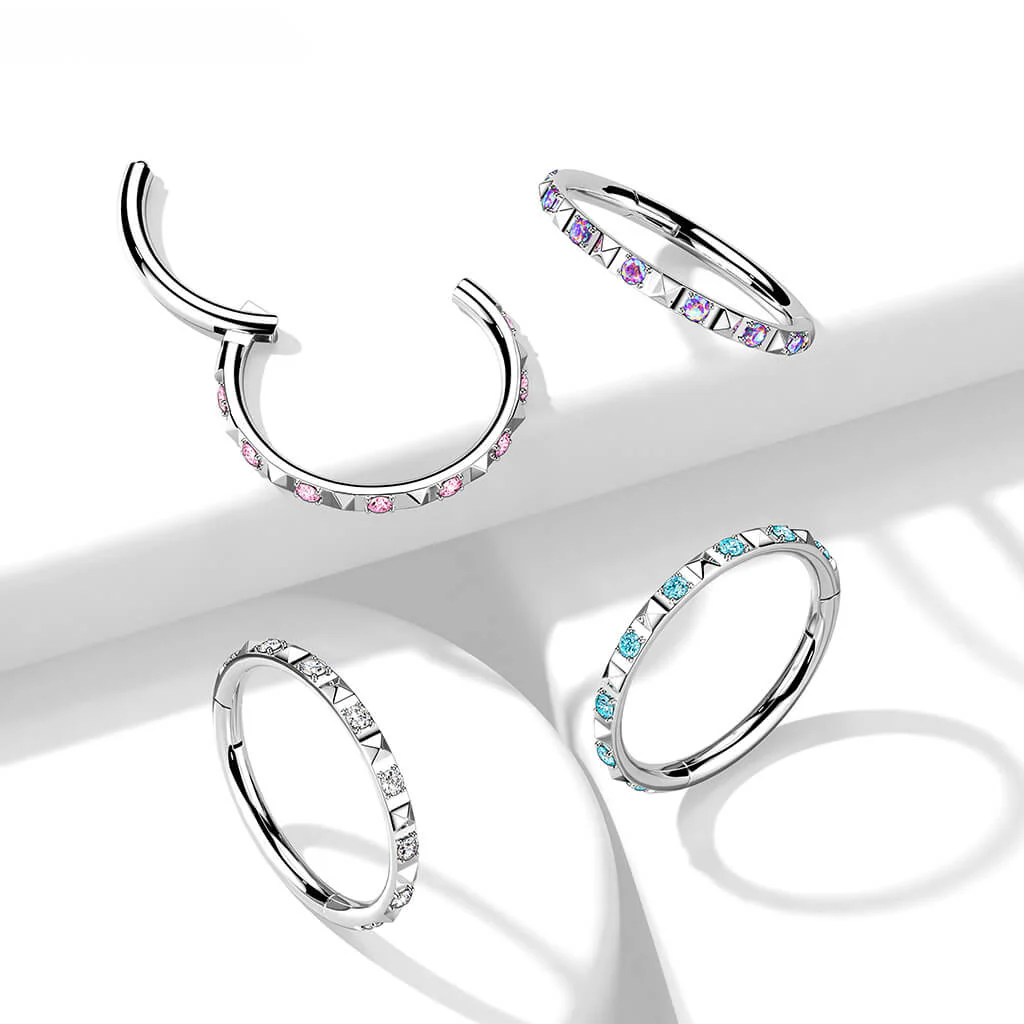 Titanium Ring Pyramid Cut Zirconia Clicker - Image 7